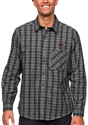 Antigua Texas Tech Red Raiders Mens Black Pioneer Flannel Long Sleeve Dress Shirt