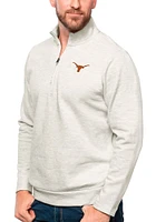 Antigua Texas Longhorns Mens Oatmeal Gambit Long Sleeve Qtr Zip Pullover