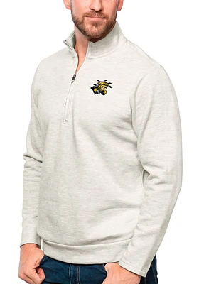 Antigua Wichita State Shockers Mens Oatmeal Gambit Long Sleeve Qtr Zip Pullover