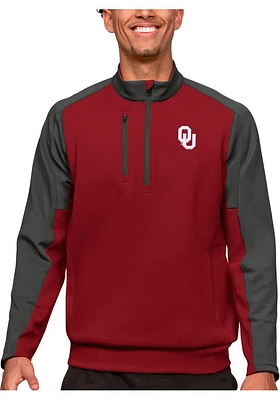 Antigua Oklahoma Sooners Mens Crimson Team Long Sleeve Qtr Zip Pullover