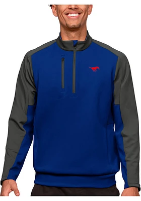 Antigua SMU Mustangs Mens Blue Team Long Sleeve Qtr Zip Pullover