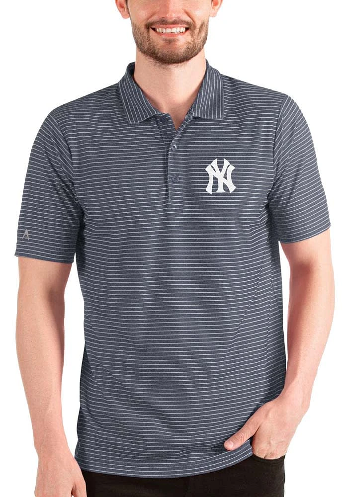 Antigua New York Yankees Mens Navy Blue ESTEEM Design Short Sleeve Polo
