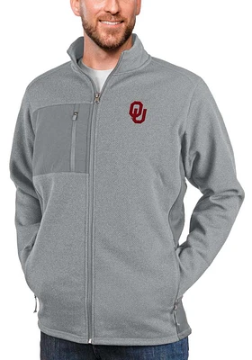 Antigua Oklahoma Sooners Mens Grey Course Medium Weight Jacket