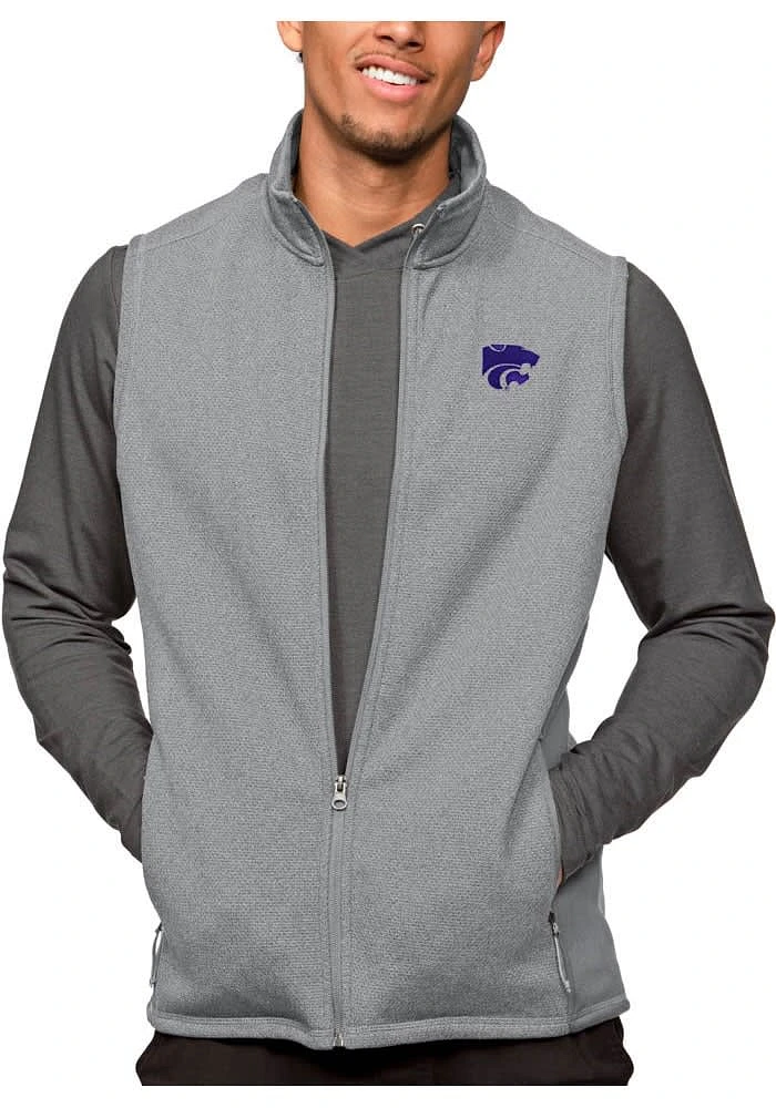 Antigua K-State Wildcats Mens Grey Course Sleeveless Jacket