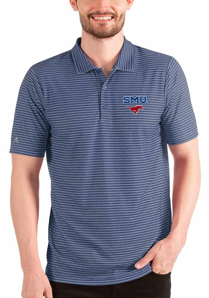 Antigua SMU Mustangs Mens Blue Esteem Short Sleeve Polo