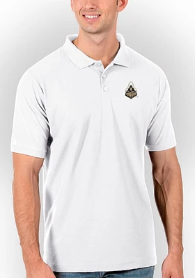 Antigua Purdue Boilermakers Mens White Legacy Pique Short Sleeve Polo