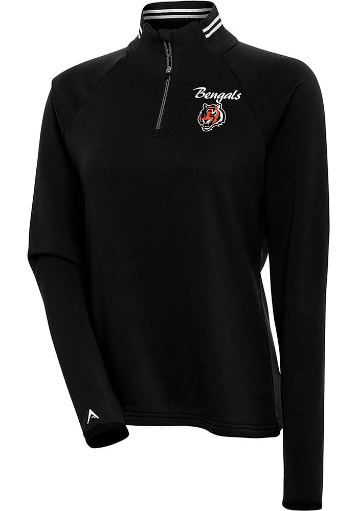 Antigua Cincinnati Womens Black Milo 1/4 Zip Pullover