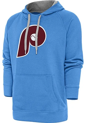 Antigua Philadelphia Phillies Mens Light Blue Victory Pullover Hood Logo Long Sleeve Hoodie