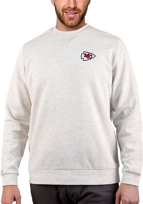 Antigua Kansas City Chiefs Mens Oatmeal Gambit Long Sleeve Crew Sweatshirt
