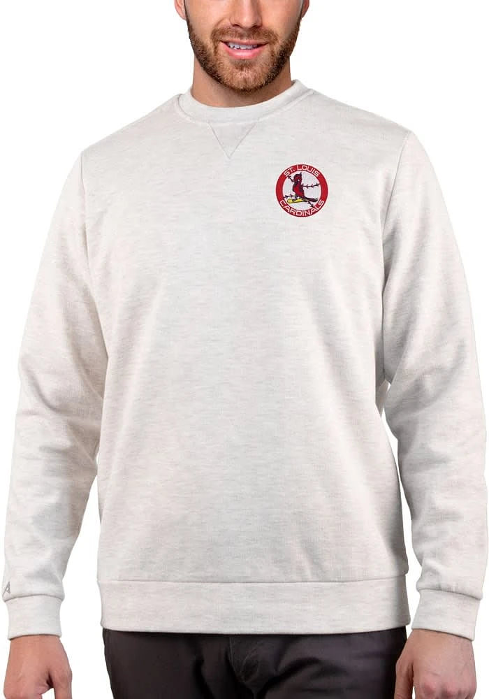 Antigua St Louis Cardinals Mens Oatmeal Gambit Long Sleeve Crew Sweatshirt