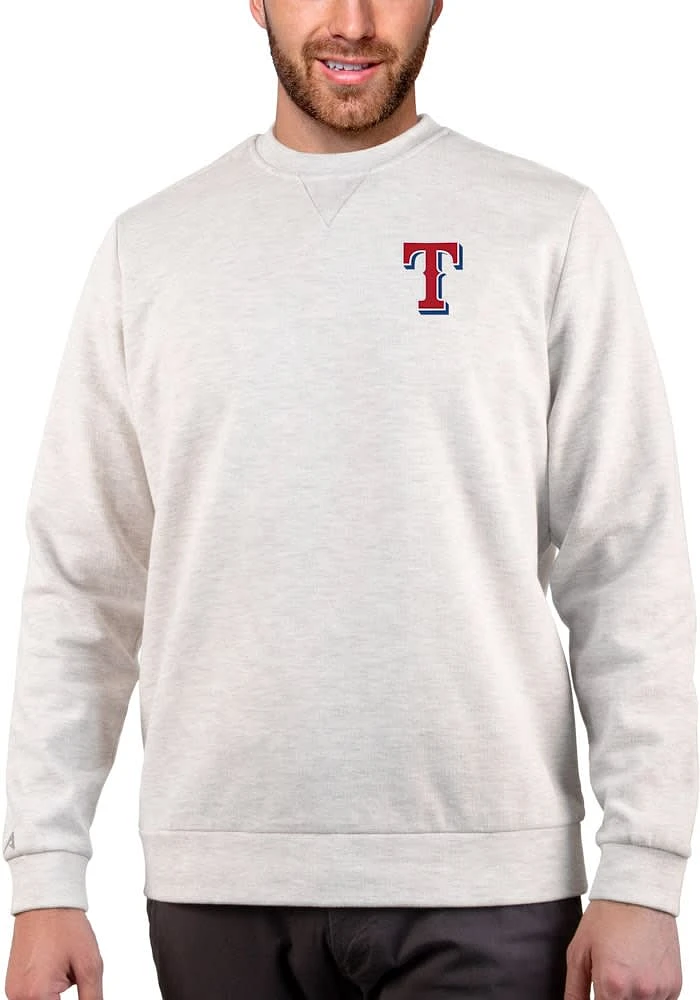 Antigua Texas Rangers Mens Oatmeal Gambit Long Sleeve Crew Sweatshirt