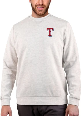 Antigua Texas Rangers Mens Oatmeal Gambit Long Sleeve Crew Sweatshirt