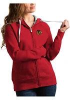 Antigua Chicago Blackhawks Womens Red Victory Long Sleeve Full Zip Jacket