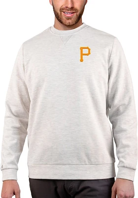 Antigua Pittsburgh Pirates Mens Oatmeal Gambit Long Sleeve Crew Sweatshirt