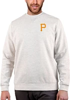 Antigua Pittsburgh Pirates Mens Oatmeal Gambit Long Sleeve Crew Sweatshirt