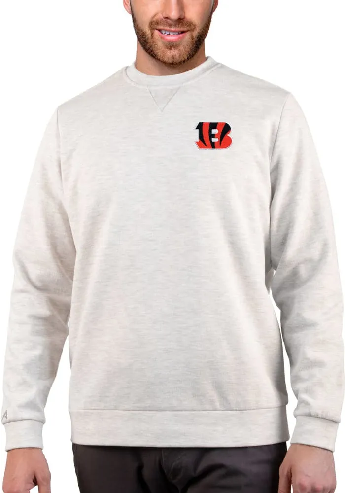 Antigua Cincinnati Bengals Mens Oatmeal Gambit Long Sleeve Crew Sweatshirt