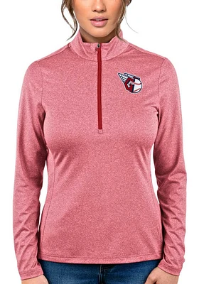 Antigua Cleveland Guardians Womens Red Rally 2 Qtr Zip Pullover
