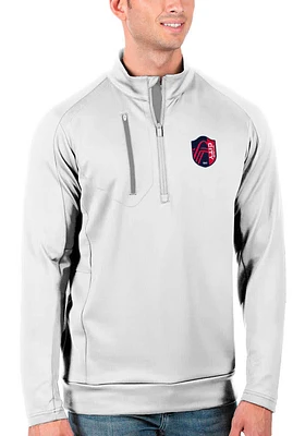 Antigua St Louis City SC Mens White GENERATION Long Sleeve Qtr Zip Pullover