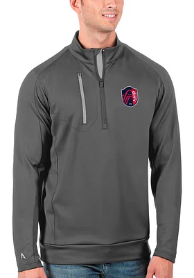 Antigua St Louis City SC Mens Charcoal GENERATION Long Sleeve Qtr Zip Pullover