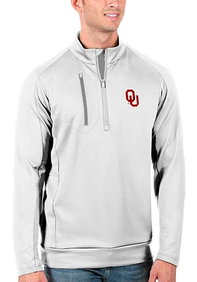Antigua Oklahoma Sooners Mens White Generation Series Long Sleeve Qtr Zip Pullover
