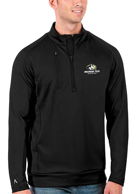 Antigua Michigan Tech Huskies Mens Black Generation Long Sleeve Qtr Zip Pullover