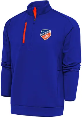 Antigua FC Cincinnati Mens Blue GENERATION Style Long Sleeve 1/4 Zip Pullover