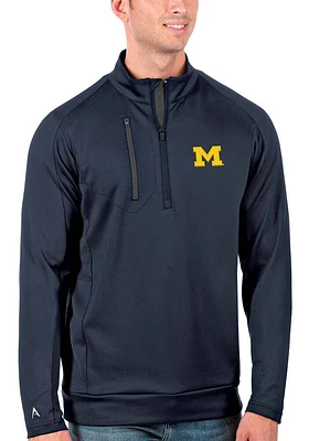 Antigua Michigan Wolverines Mens Blue Generation Style Long Sleeve Qtr Zip Pullover