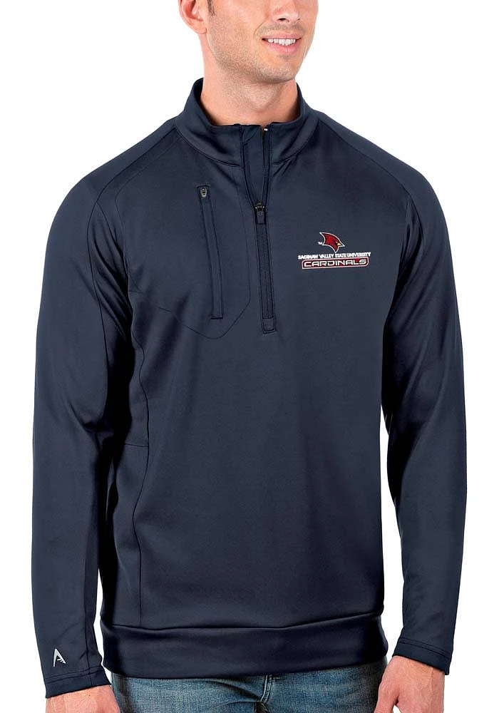 Antigua Saginaw Valley State Cardinals Mens Navy Blue Generation Long Sleeve Qtr Zip Pullover
