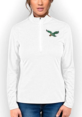 Antigua Philadelphia Eagles Womens White Rally 2 Qtr Zip Pullover