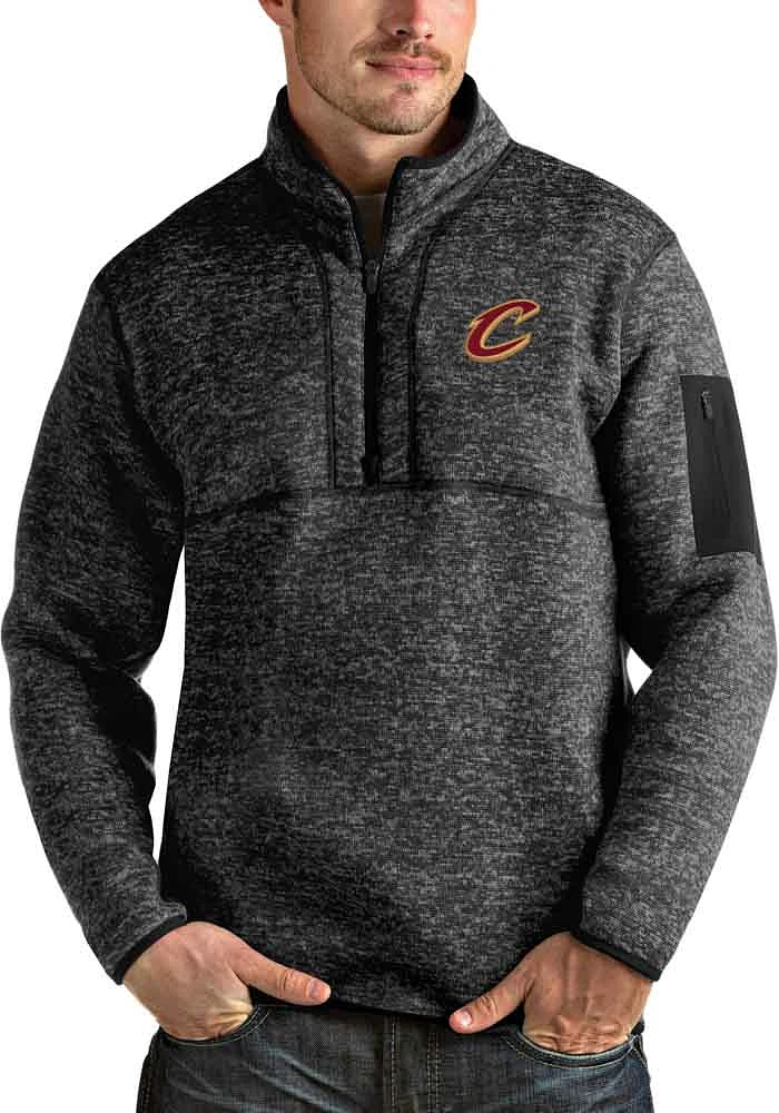 Antigua Cleveland Cavaliers Mens Black Fortune Long Sleeve Qtr Zip Pullover