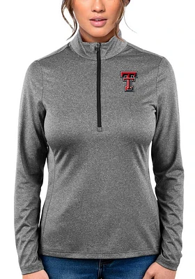 Antigua Texas Tech Red Raiders Womens Black Heather Rally 2 Qtr Zip Pullover