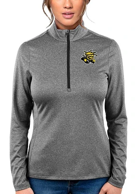 Antigua Wichita State Shockers Womens Black Heather Rally 2 Qtr Zip Pullover
