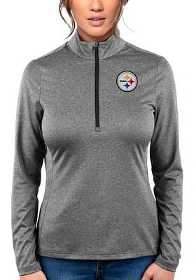 Antigua Pittsburgh Steelers Womens Black Rally 2 Qtr Zip Pullover