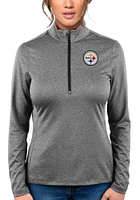 Antigua Pittsburgh Steelers Womens Black Rally 2 Qtr Zip Pullover