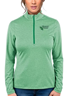 Antigua North Texas Mean Green Womens Kelly Heather Rally 2 Qtr Zip Pullover