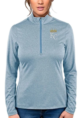 Antigua Kansas City Royals Womens Light Blue Rally 2 Qtr Zip Pullover