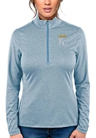 Antigua Kansas City Royals Womens Light Blue Rally 2 Qtr Zip Pullover