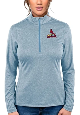 Antigua St Louis Cardinals Womens Light Blue Rally 2 Qtr Zip Pullover