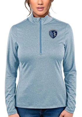 Antigua Sporting Kansas City Womens Light Blue Rally 2 Qtr Zip Pullover