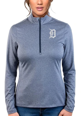 Antigua Detroit Tigers Womens Navy Blue Rally 2 Qtr Zip Pullover
