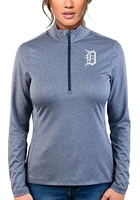 Antigua Detroit Tigers Womens Navy Blue Rally 2 Qtr Zip Pullover