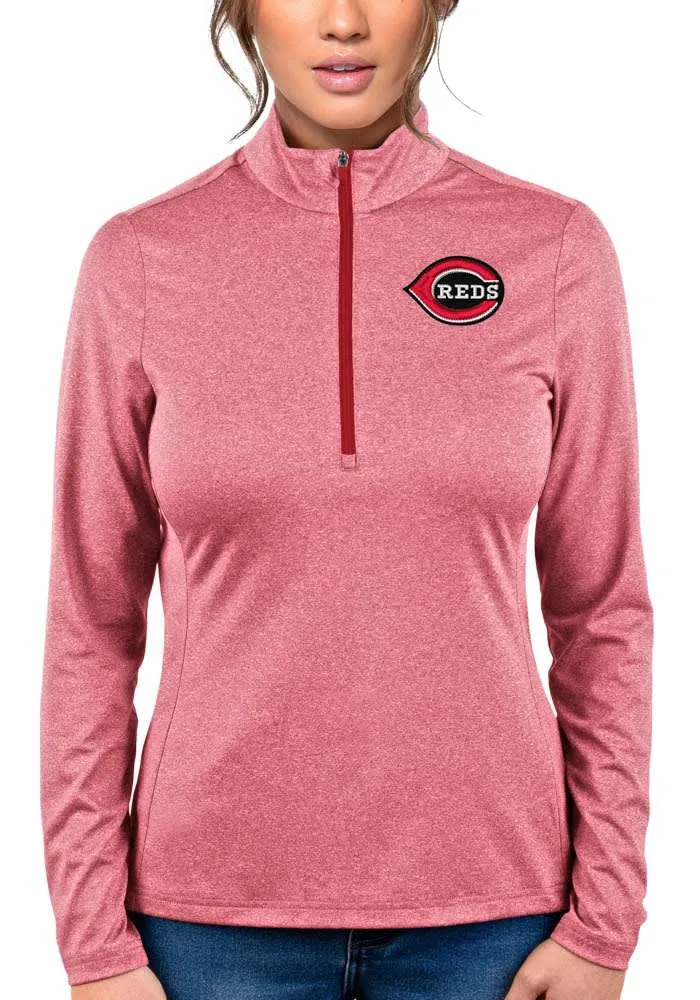 Antigua Cincinnati Reds Womens Red Rally 2 Qtr Zip Pullover