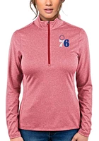 Antigua Philadelphia 76ers Womens Red Rally 2 Qtr Zip Pullover