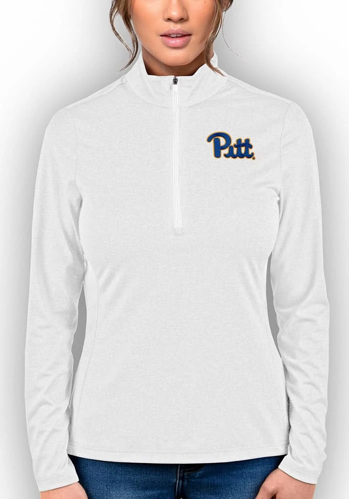Antigua Pitt Panthers Womens Heather Rally 2 Qtr Zip Pullover