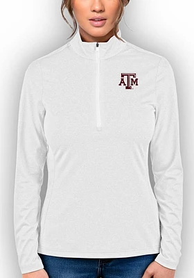 Antigua Texas A&M Aggies Womens White Heather Rally 2 Qtr Zip Pullover