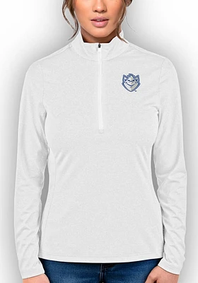 Antigua Saint Louis Billikens Womens White Heather Rally 2 Qtr Zip Pullover