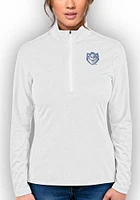 Antigua Saint Louis Billikens Womens White Heather Rally 2 Qtr Zip Pullover