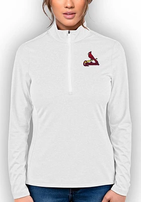Antigua St Louis Cardinals Womens White Rally 2 Qtr Zip Pullover