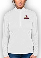 Antigua St Louis Cardinals Womens White Rally 2 Qtr Zip Pullover