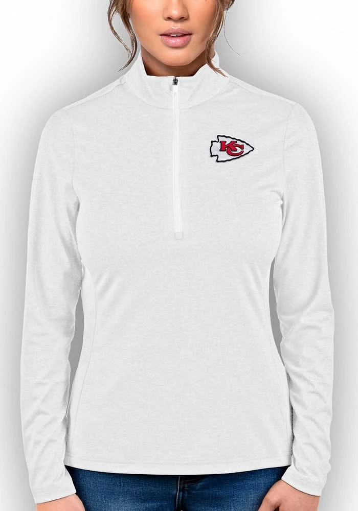 Antigua Kansas City Chiefs Womens White Rally 2 Qtr Zip Pullover